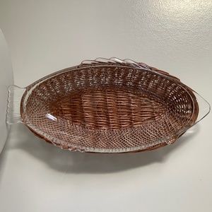 Vintage Glasbake 4141 Fish Dish with original Basket
